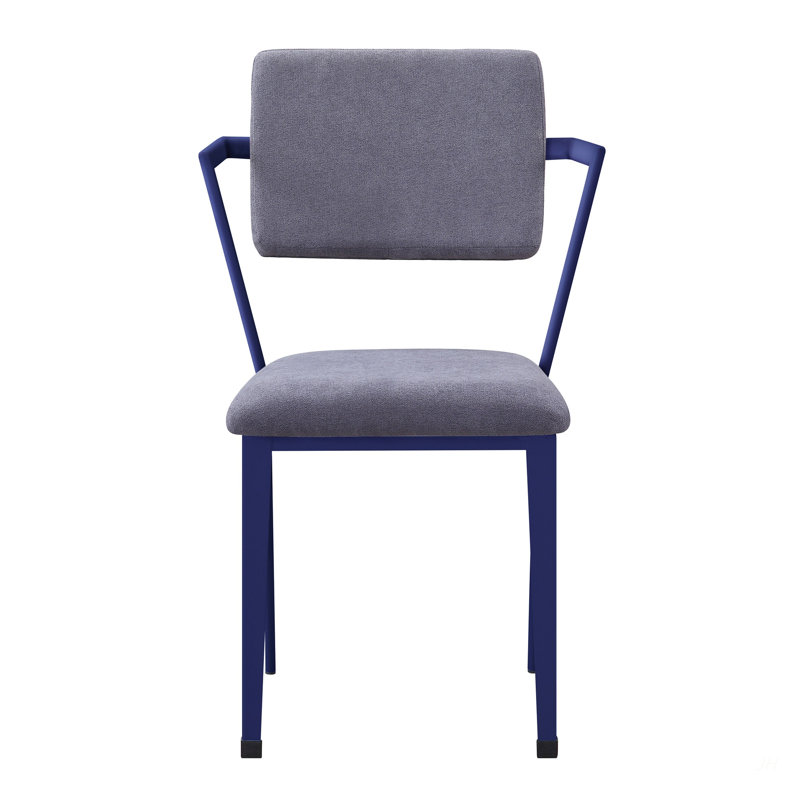 Chaise de bureau rembourrée grise et bleue, Bleu