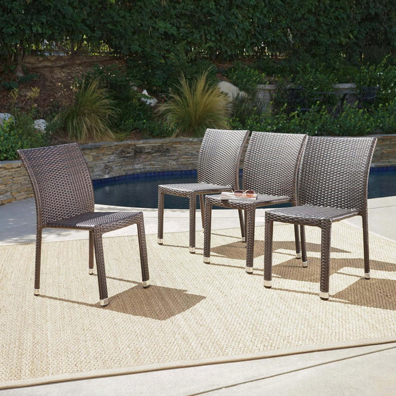 Ensemble de 4 chaises d'extérieur empilables en rotin - structure légère en aluminium