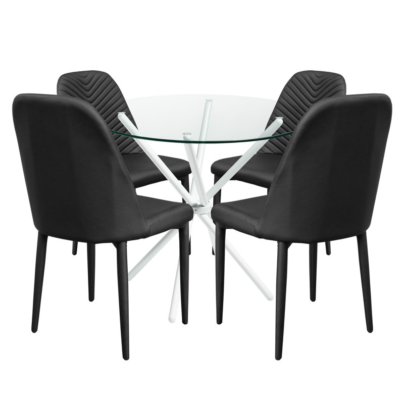 4 - Person Dining Table Set, Black, Black