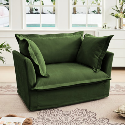Armchair With 1 High Back Pillow, 2 Toss Pillows & Breathable Upholstery Spacious Big Cushion,