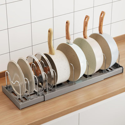 Pots and Pans Organizer Under Cabinet, 22" Expandable Food Storage Container Lid Organizers