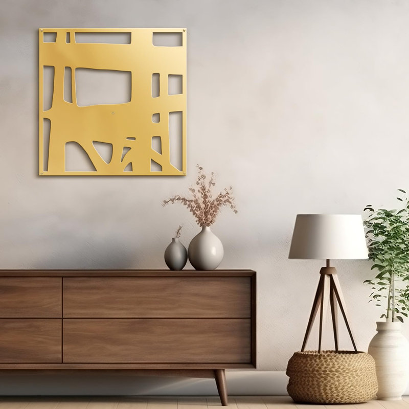 Décoration murale abstraite à formes géométriques abstraites modernes, Doré, H 18 po x l 18 po x P 0,05 po