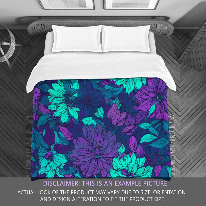Machine Printed Comforter, King Comforter, Purple/Turquoise