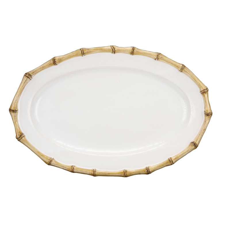 Bamboo Platter - White/Natural, 1.75" H x 10.5" W x 16" L 