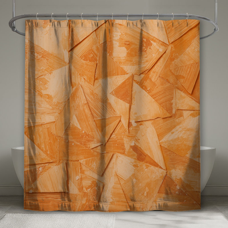 Rideaux de douche orange à motif géométrique abstrait extra long, 70 po l x 72 po H