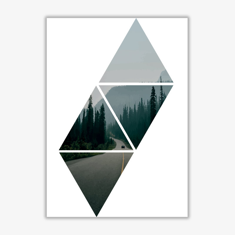 Abstract Triangles And Forest - Print, 60 cm H x 42 cm W x 1 cm D, No Frame