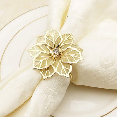 Flower Napkin Rings Set of 6, Hollow Out Floral Napkin Holder