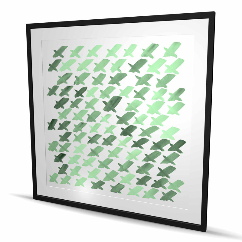 Green pattern x - Shapes Abstract Framed Matted Print Decor