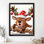Reproduction d'art encadrée noire rétro Sweet Christmas Doe