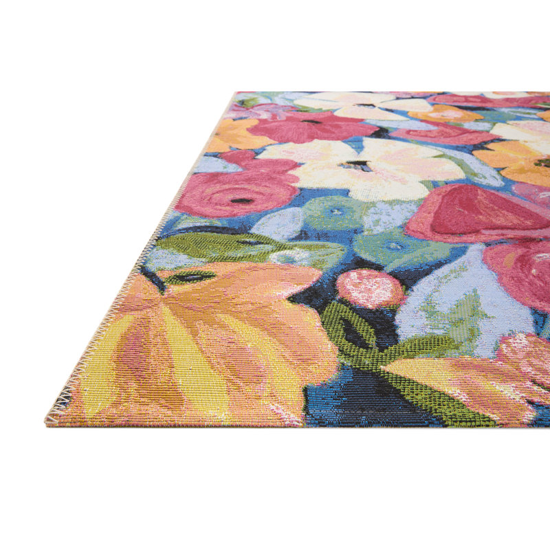 Loloi Botanical Navy / Multi Area Rug, Rectangle 5'3" x 7'8"