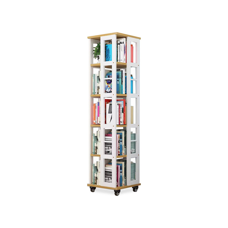 Bibliothèque standard blanche en bois manufacturé moderne et métal, Blanc