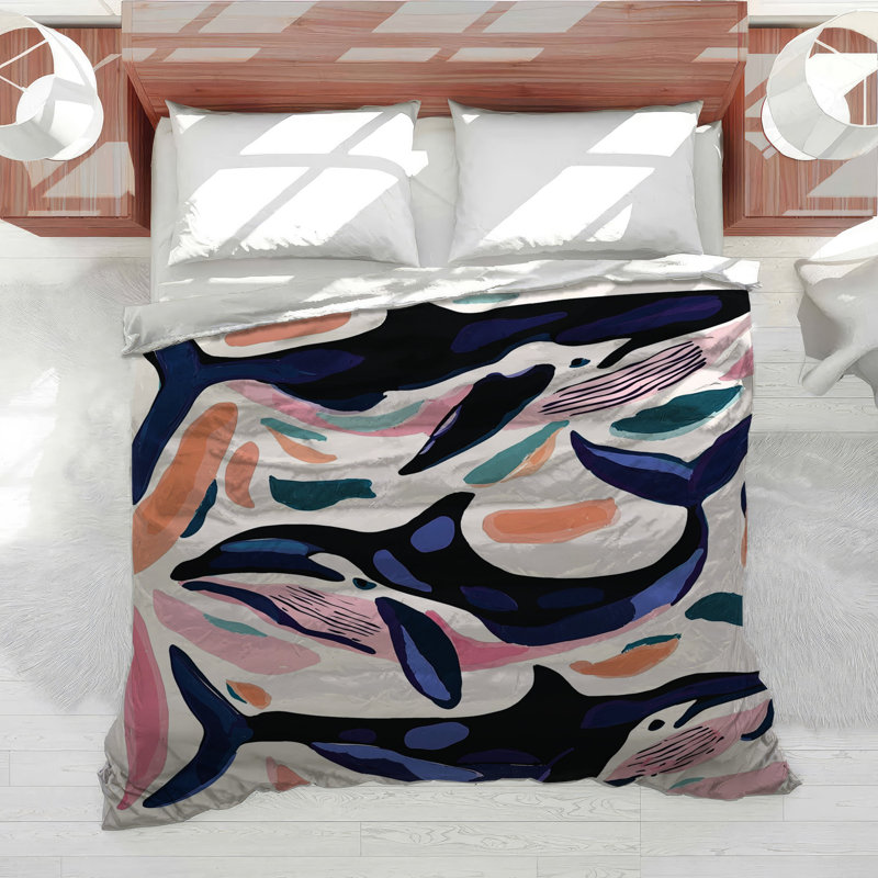 Whales Bedding Animal Comforter Art Deco, Twin XL Comforter