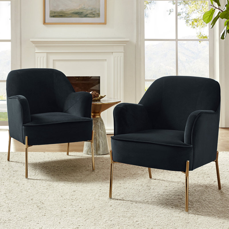 Cleo 26" Wide Contemporary Chair with Recessed Arms, Black