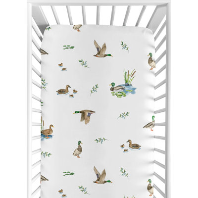 Watercolor Mallard Ducks Fitted Crib Sheet by Sweet Jojo Designs