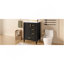 Meuble-lavabo moderne de 24 po avec lavabo en céramique, porte à fermeture douce, 3 tiroirs, poignées dorées et support de porte pour un rangement peu encombrant-738867597