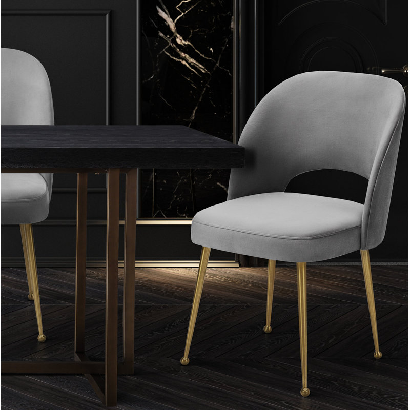 Rizo Cognac Velvet Chair, Light Gray