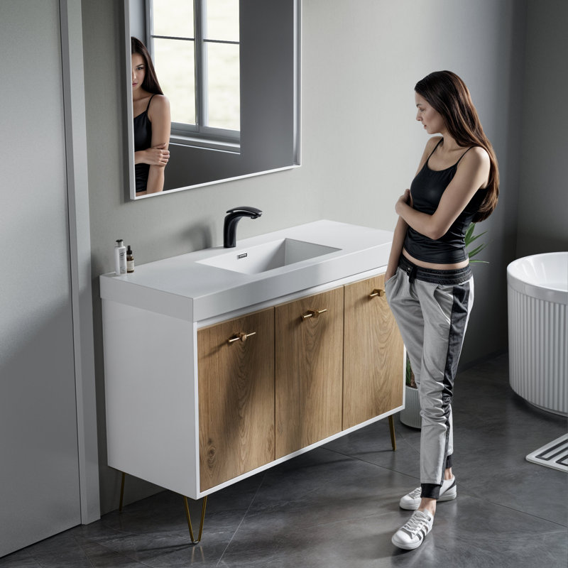 Dowell 48" Rectangular Drop-In Resin Single Bathroom Vanity Sink with Overflow