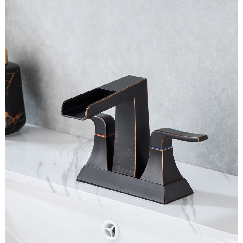 Centerset 2-handle Bathroom Faucet with Drain Assembly, Oil Rubbed Bronze