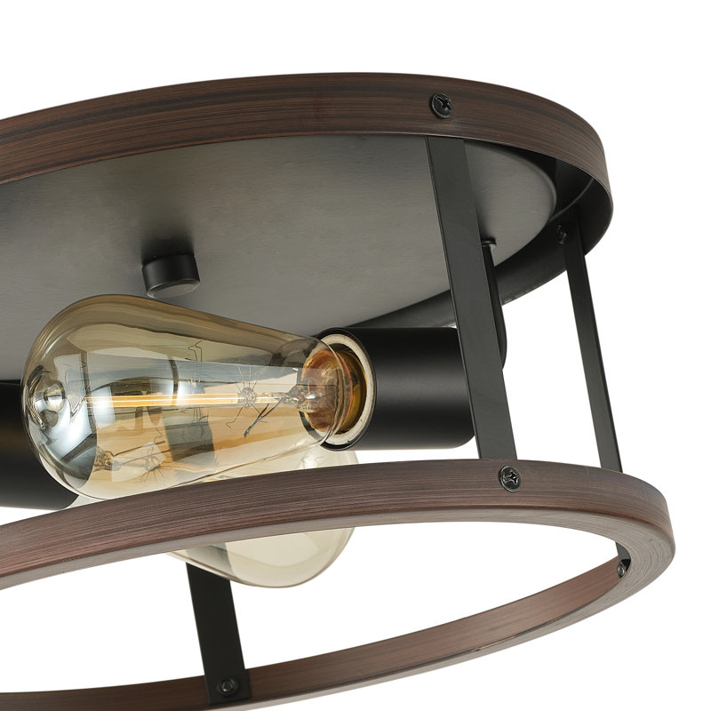 Plafonnier encastré 2 lumières à finition brune rouille Farmhouse