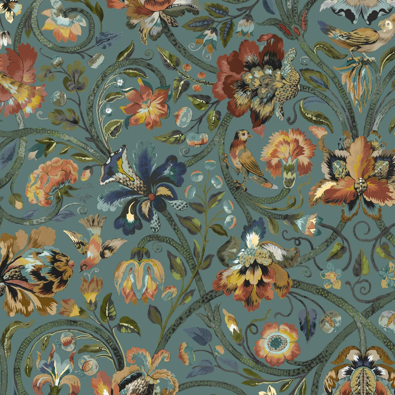 Gaia 9.84" L x 70.87" W Wallpaper Roll, Prussian Blue