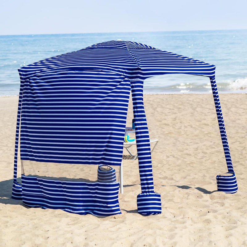 Tente de cabane de plage facile à installer et à démonter avec poches de sable