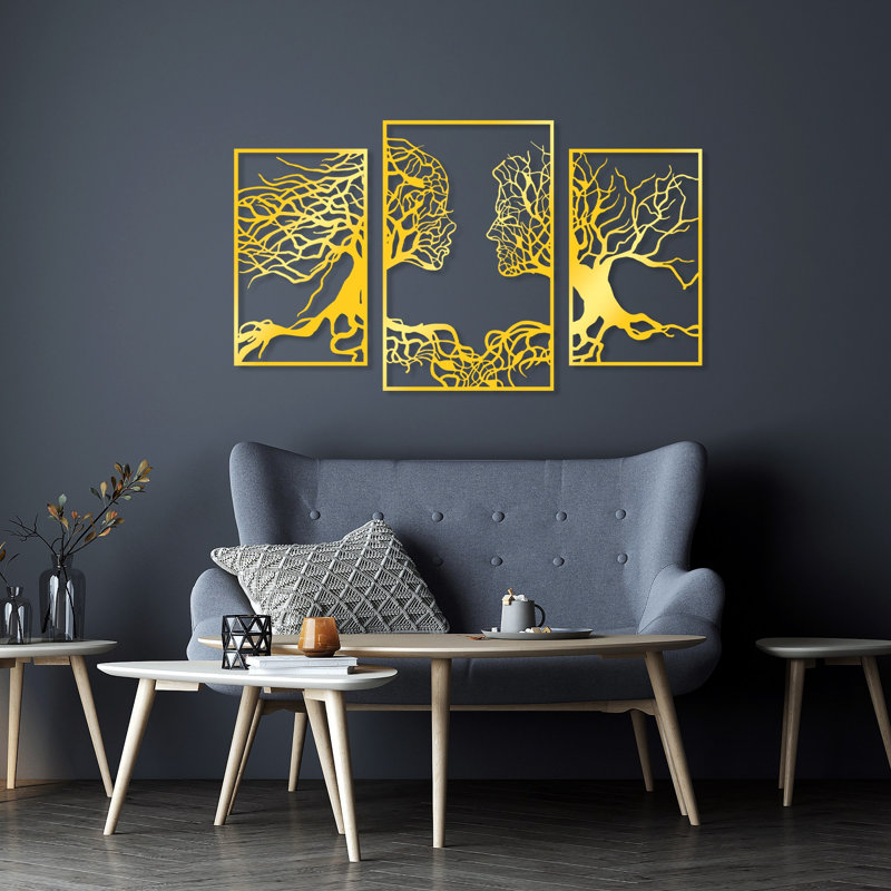 Accessoire mural décoratif en métal, Doré, H 28 po x l 45,7 po x P 0,6 po
