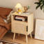 Table d'appoint avec porte pour la chambre à coucher - Pieds en bois massif, magnifique table de chevet décorative en chêne chic