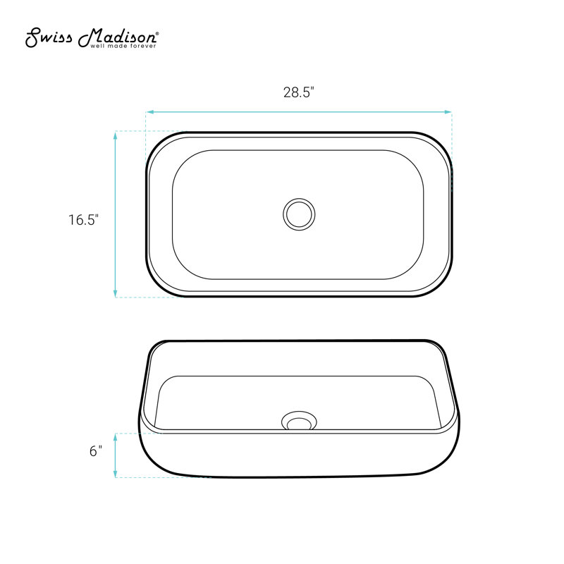 Château 28 Rectangle Ceramic Vessel Sink