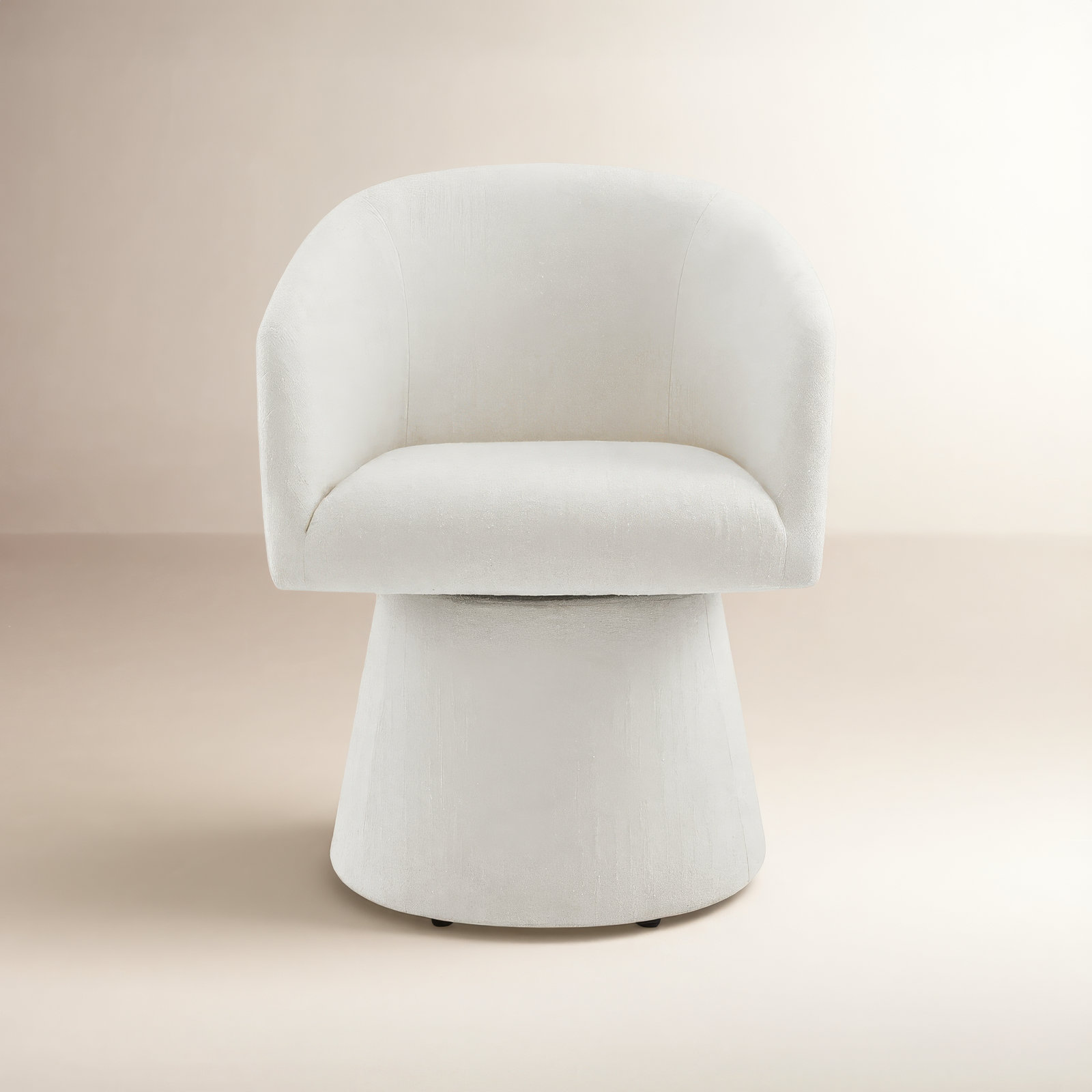 Kyo Swivel Linen Dining Armchair, Mellow Ivory Chenille