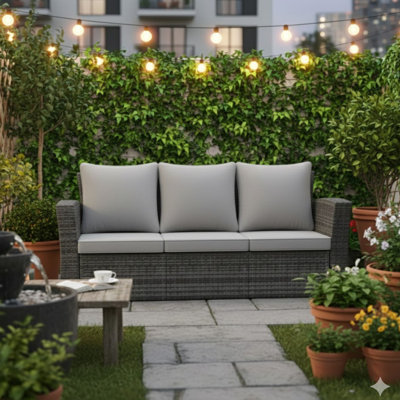 67.7" All-Weather Wicker 3-Seat Patio Sofa With Thick Cushions & Frame