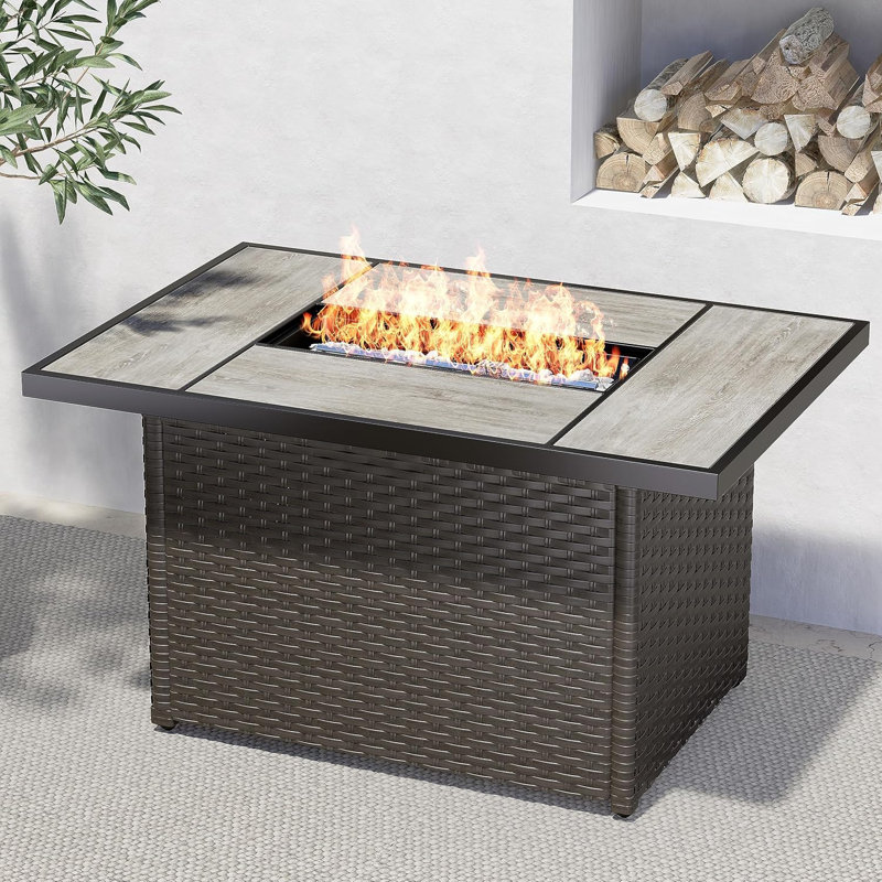 43 in. Bronze Propane Gas Fire Pit Table with Ceramic Top