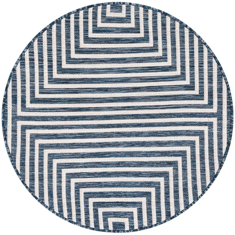 Contemporary Odawa Area Rug Blue Color, Round 3'1"