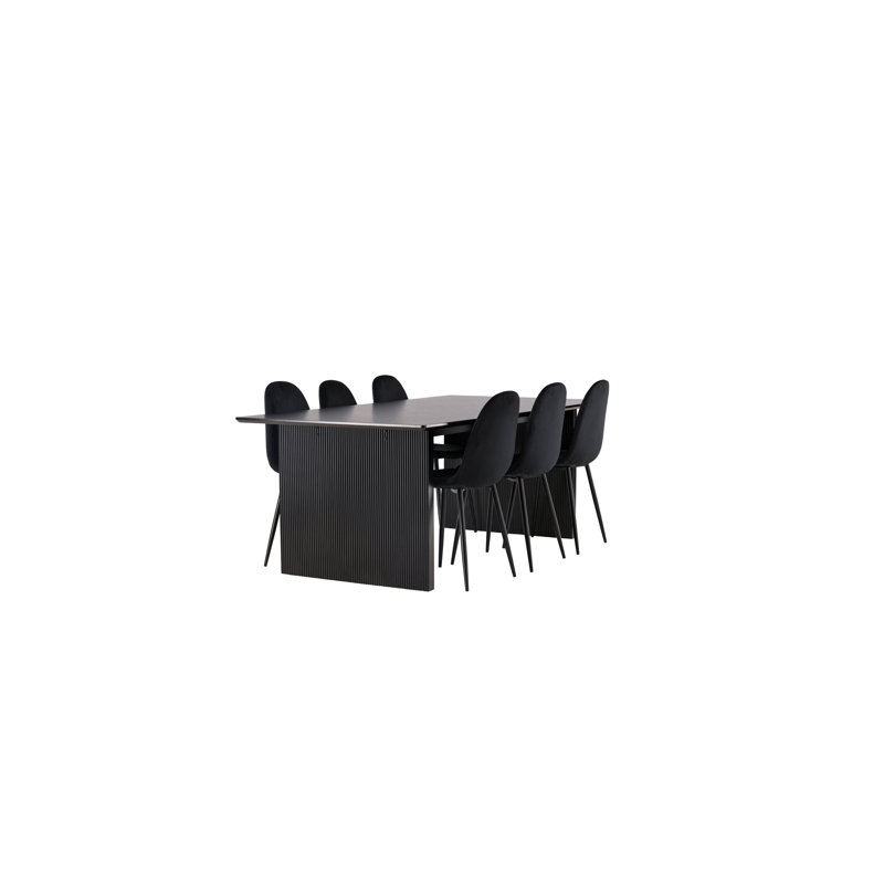 Tyrion 6 - Person Dining Set, Black, Black