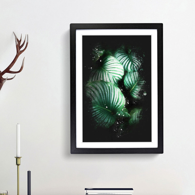 Gathered Green Plant Leaves - Framed Print, 33cm H x 24cm W x 2cm D, Black Framed