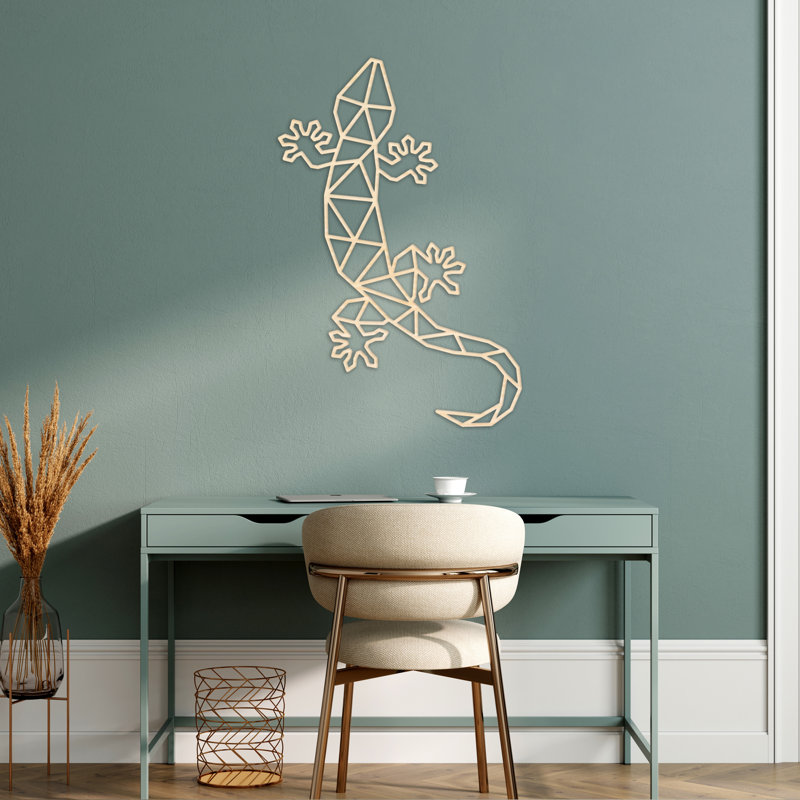 Décoration murale abstraite escalade de lézard abstrait - bouleau baltique naturel, H 32 po x l 21,2 po x P 0,25 po