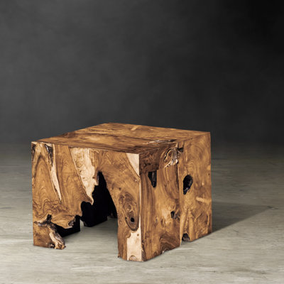 Teak Root Cube Accent Stool