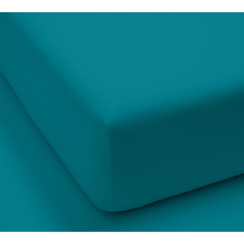 100% Cotton Machine Woven Sheet Set, Teal, King Sheet Set + Fitted Sheet + 2 Pillowcases