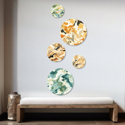 Daejanay - Ensemble d'art mural moderne camouflage rond sur 5