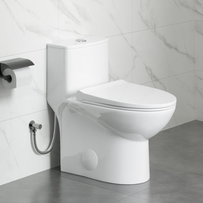 Tucson 26" Depth 1.1/1.6 GPF Siphonic Jet Dual Flush Elongated Compact One-Piece Toilet (Seat Included)