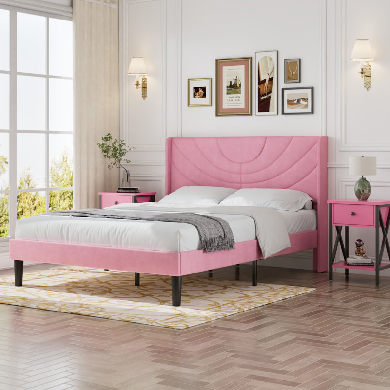 Ensemble de chambre à coucher rembourrée 3 pièces, Grand lit