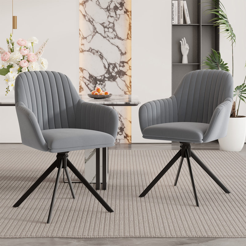 Velvet Upholstered Side Chair, Grey, 1, Grey