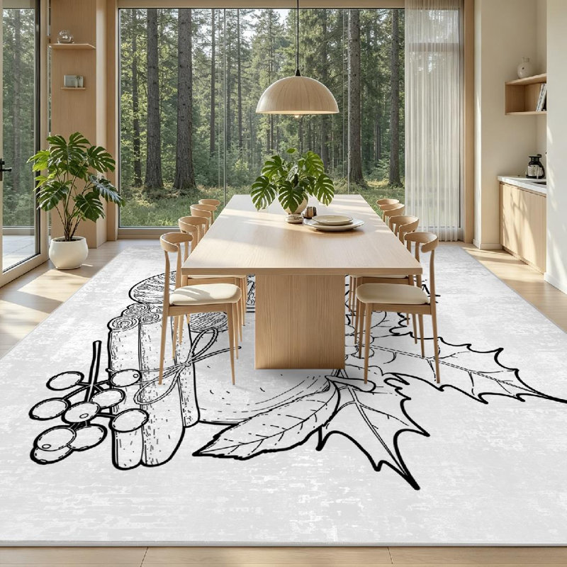 Tapis d'intérieur blanc lavable à la machine, décoré d'un motif d'oranges, Rectangle 71" x 98"