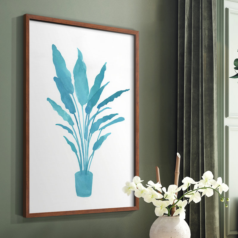 Watercolor House Plant I, reproduction encadrée - bois massif, Brun, H 28 po x l 22 po
