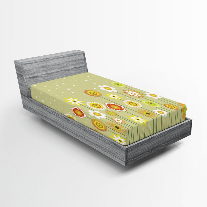 Microfiber Floral Fitted Sheet, Twin Fitted Sheet