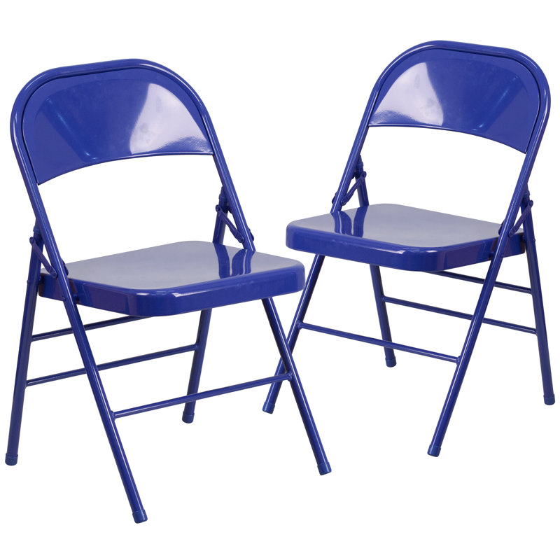 Chaise pliante en métal Oliverson, bleu