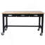 Banc de travail 60 po, banc de travail avec rangement de tiroir, table de travail en bois de bambou robuste avec roulettes pour le bureau à domicile
