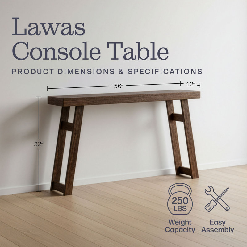 Lawas Solid Wood Console Table - 56 Inch Modern Farmhouse Entryway Table - Easy Assembly Living Room Furniture for Behind the Couch, Entryway, or Hallway (brown)