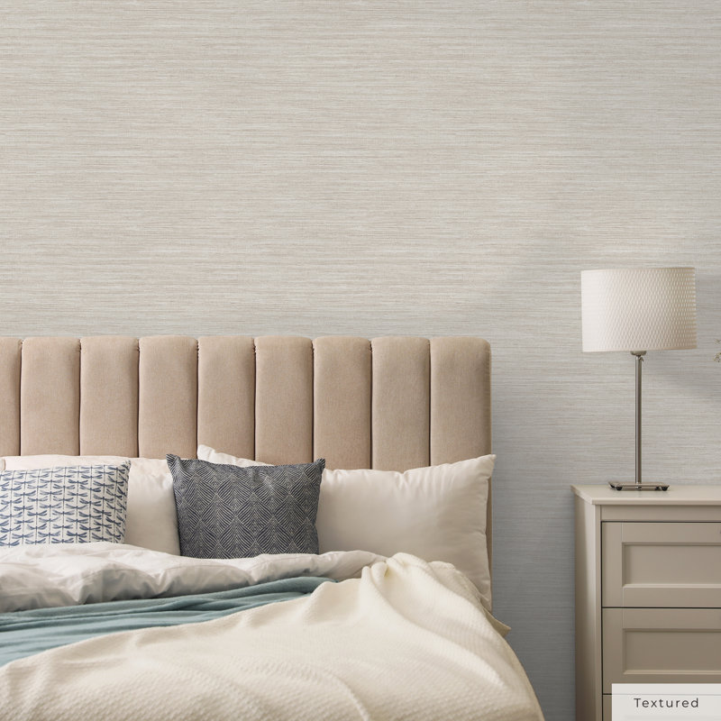Montaldi 16.5' L x 20.5" W Textured Peel and Stick Wallpaper Roll, Ecru