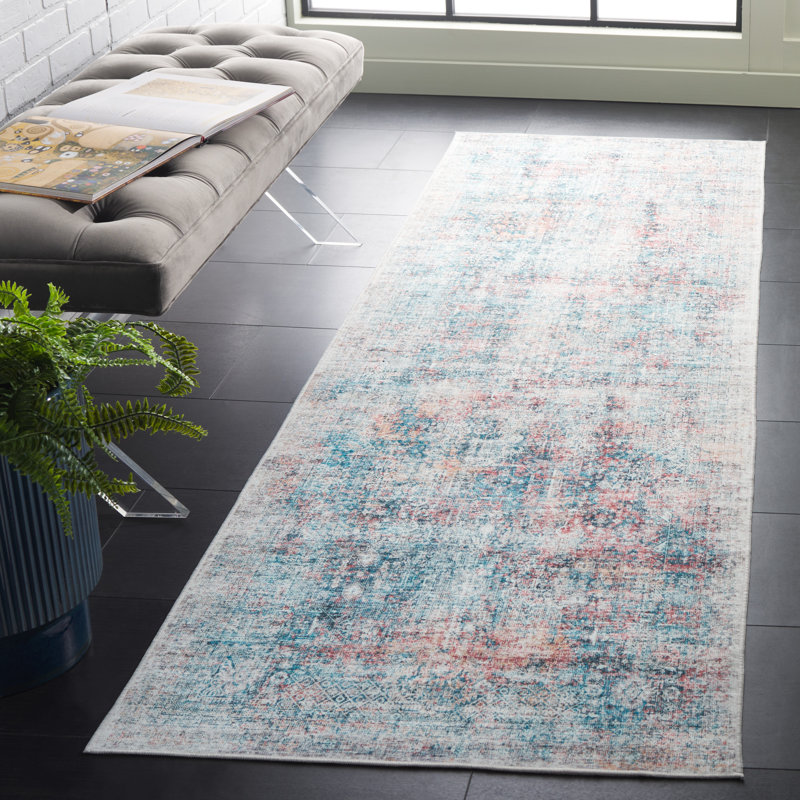 Tapis oriental lavable à la machine Jeralee, Tapis de couloir 2 pi 6 po x 8 pi