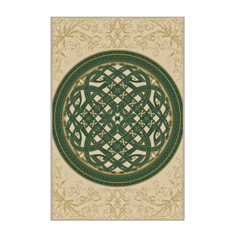Machine Washable Myrtlewood St Patties Modern & Contemporary Abstract Rug in Beige – Beige Binding, 8x12
